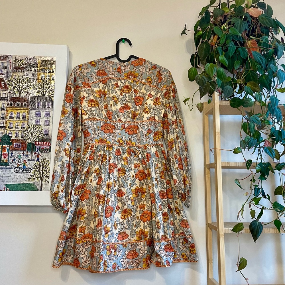 Zimmermann Andie Buttoned Mini Dress in Blue Floral 0P - Picture 10 of 14